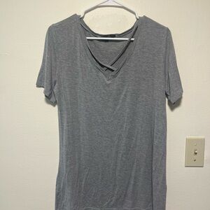 Gray V-Neck Women's Top